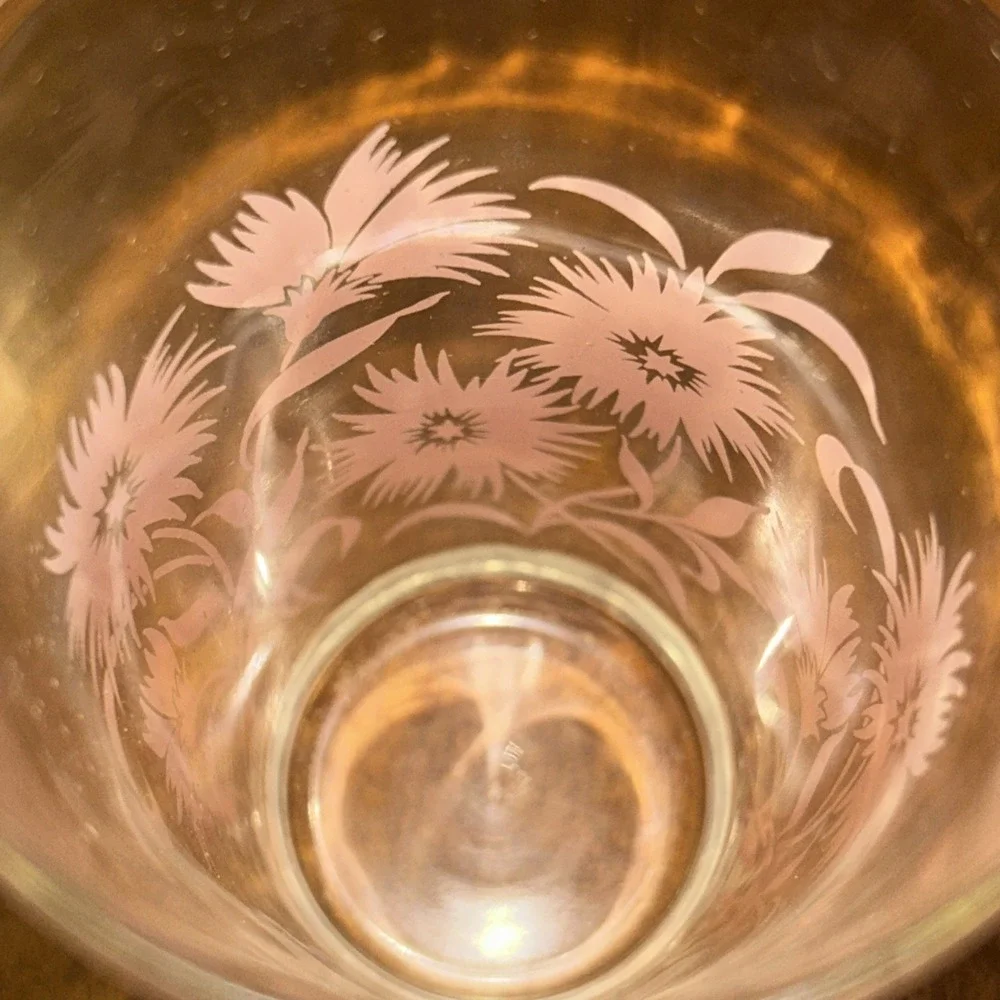 Hazel Atlas Tumbler: Mid Century Pink Flower Glassware Set Of 6